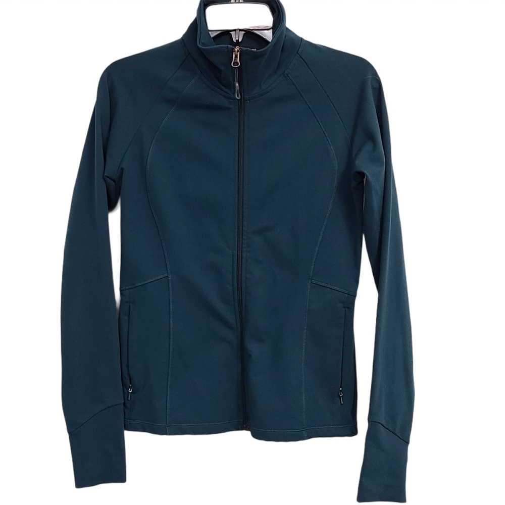 Ellen Tracy Active Small Sheer Panel Full Zippered High Collared Track Jacket